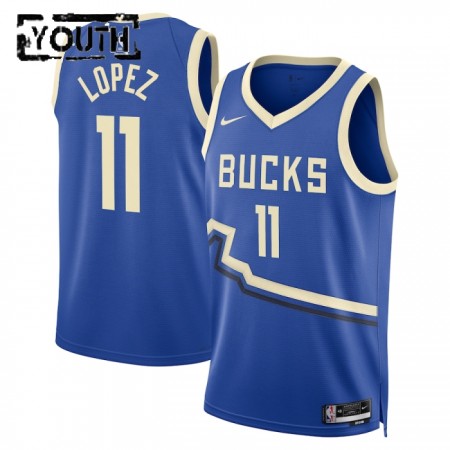 Canotte Bambino Milwaukee Bucks Brook Lopez Nike 2024-25 City Edition Blu Swingman